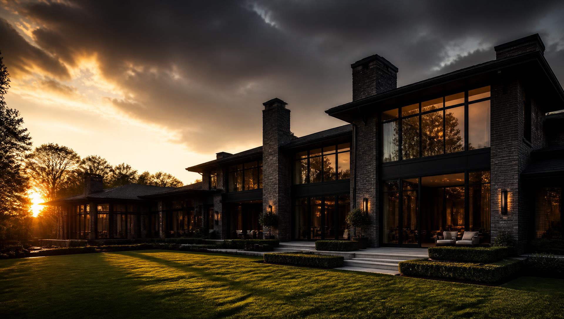 Luxury modern home at sunrise